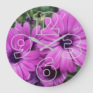Purple daisies large clock