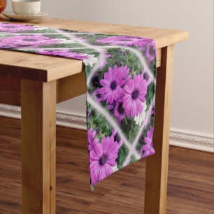 Purple daisies long table runner