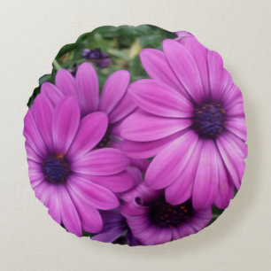 Purple daisies round cushion