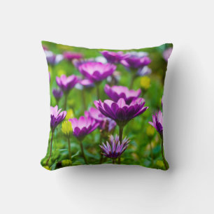 Purple Daisies Throw Pillow