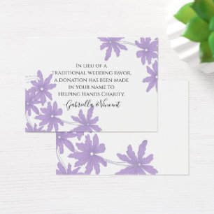 Purple Daisies Wedding Charity Favour Card