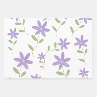 Purple daisies  wrapping paper sheet