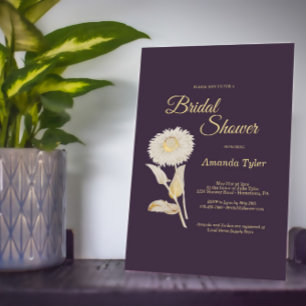 Purple Daisy Antique Bridal Shower Invitation