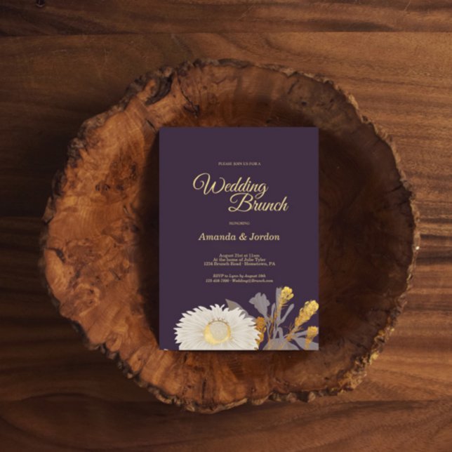 Purple Daisy Antique Wedding Brunch Invitation (Creator Uploaded)