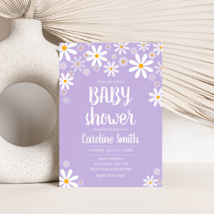 Purple Daisy Baby Shower Invitation