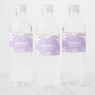 Purple Daisy Baby Shower  Water Bottle Label