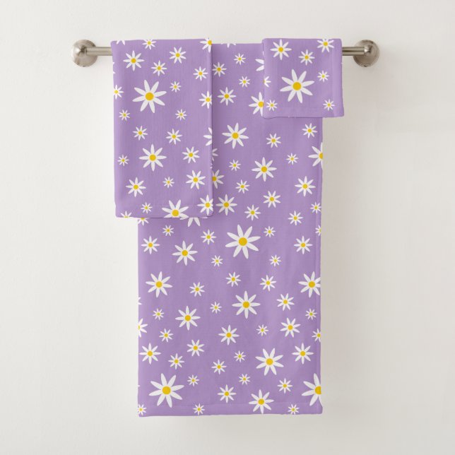 Purple Daisy Bath Towel Set (Insitu)