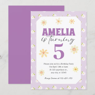 Purple Daisy Birthday Party Invitation Any Age