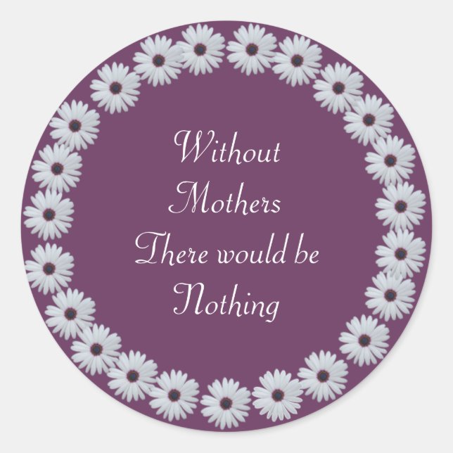 Purple Daisy Circle Classic Round Sticker (Front)