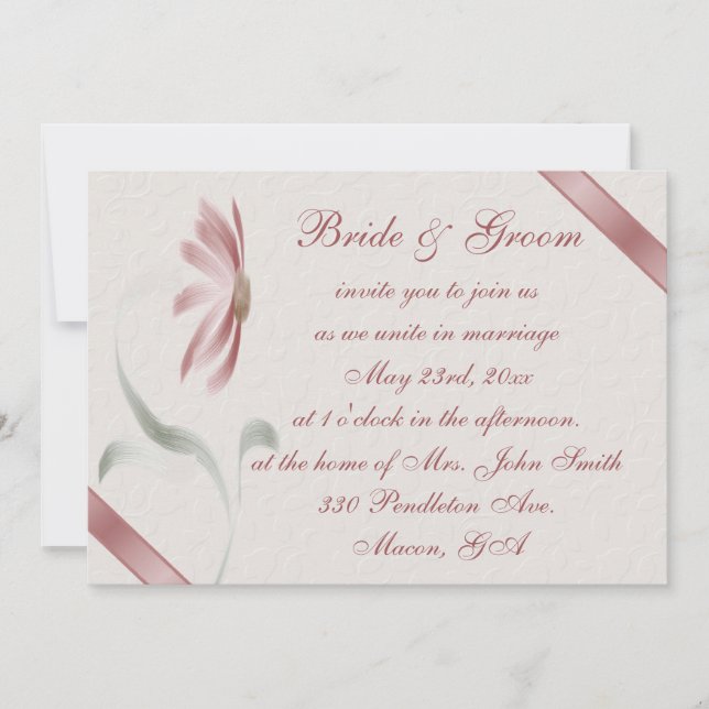 Purple Daisy Customisable Wedding Invitation (Front)