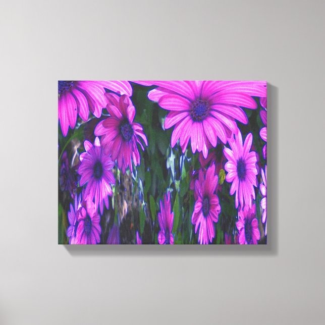 Purple Daisy Floral Abstract Art Canvas Print (Front)
