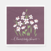 purple daisy floral elegant beautiful baby shower 