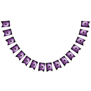 Purple Daisy Flower Bunting Flags
