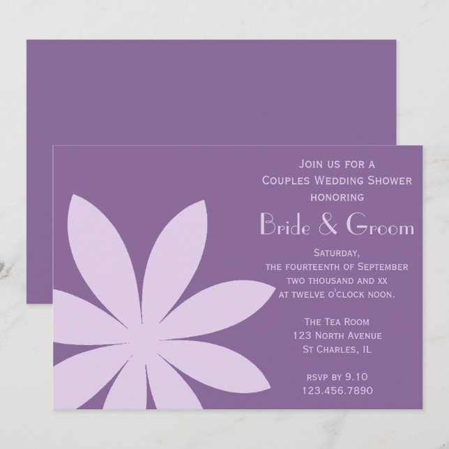 Purple Daisy Flower Couples Wedding Shower Invitation (Front/Back)