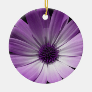 Purple Daisy Flower Custom Birthday Ceramic Tree Decoration
