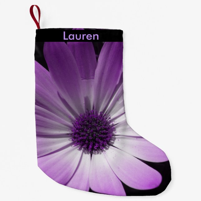 Purple Daisy Flower Custom Christmas Stocking (Front)