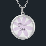 Purple Daisy Flower Girl Wedding Silver Plated Necklace<br><div class="desc">The pretty Purple Daisy Flower Girl Wedding Necklace makes a unique personalised keepsake wedding gift for your Flower Girl. Or, if desired, change the text to create a bridesmaid gift. This cute and contemporary custom floral wedding necklace features a purple daisy design with a white background inside a sterling silver...</div>