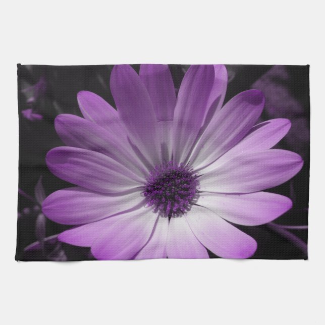 Purple Daisy Flower Kitchen Towel (Horizontal)