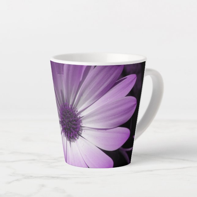 Purple Daisy Flower Latte Mug (Right Angle)