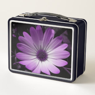 Purple Daisy Flower Metal Lunchbox
