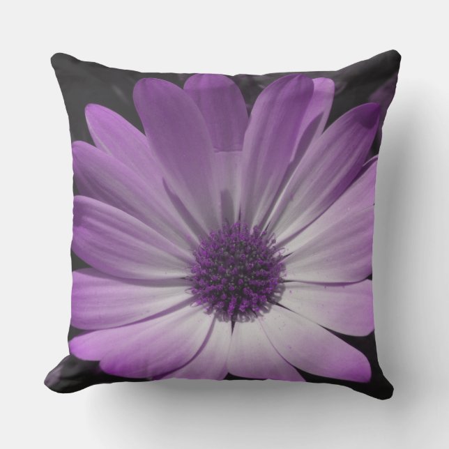 Purple Daisy Flower Outdoor Pillow (Front)