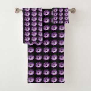 Purple Daisy Flower Patterned Towels