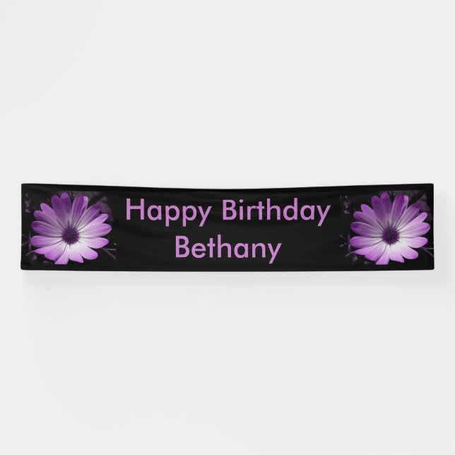 Purple Daisy Flower Personalised Banner (Horizontal)