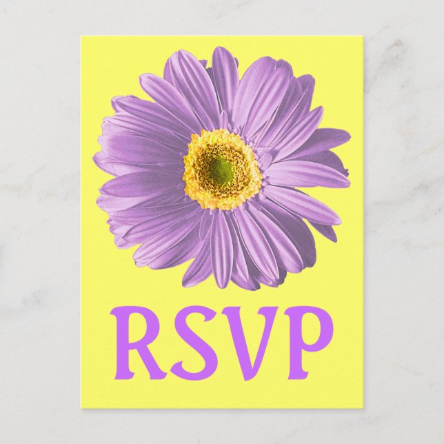 Purple Daisy Flower RSVP Or Custom Postcard (Front)