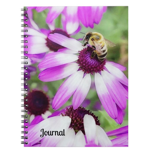 Purple Daisy Flowers and Bee Journal (Front)