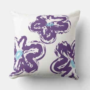 Purple DAISY HANDRAWN DESIGN Retro Throw Pillow