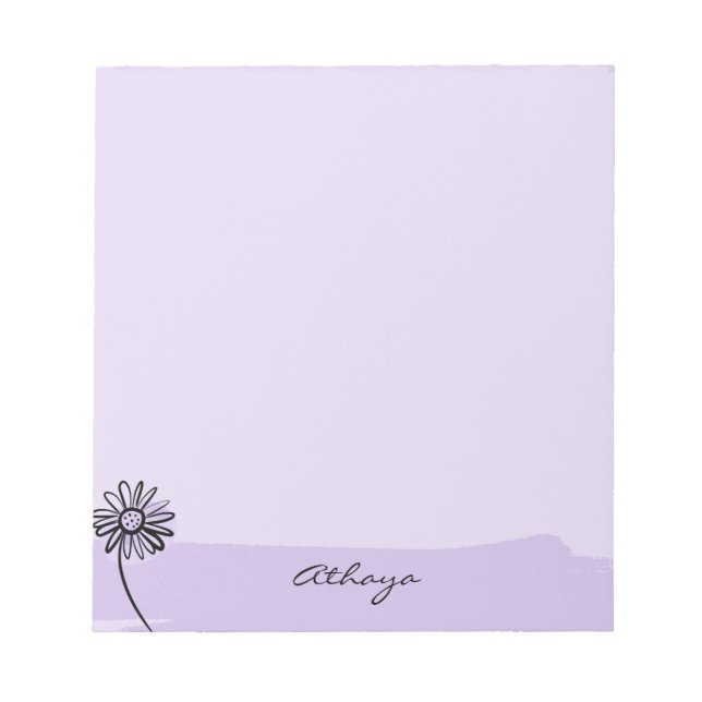 Purple Daisy Line Art Personalised Notepad (Front)