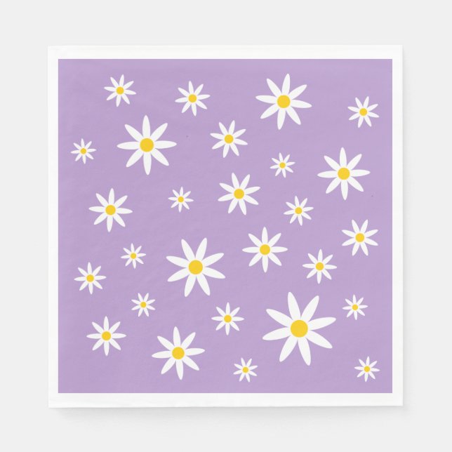 Purple Daisy Paper Napkins (Front)
