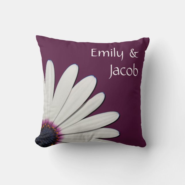 Purple Daisy Personalised Pillow (Front)