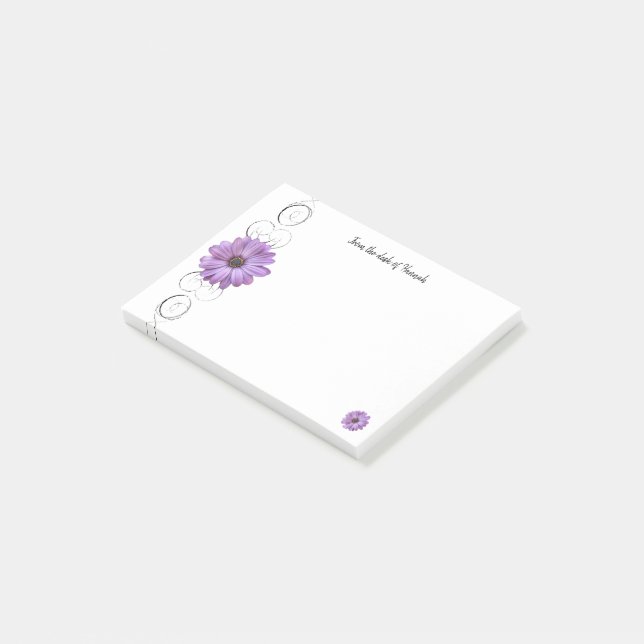 Purple Daisy Personalised Post-It Notes (Angled)