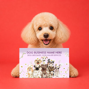 Purple Daisy Photographer Dog Portrait Business Card