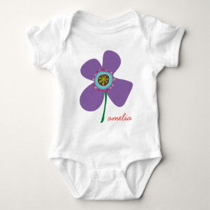 Purple Daisy Pop Whimsical & Cute Summer Flower Baby Bodysuit