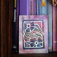 Purple Daisy Printmaking Carving Artistic green