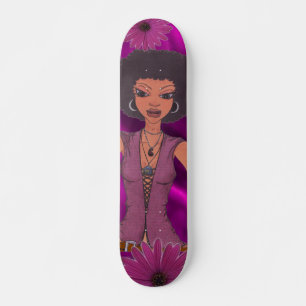 Purple Daisy Retro Girl Skateboard