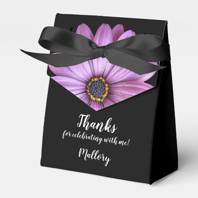 Purple Daisy Tent Style Party Favour Boxes (Front Side)