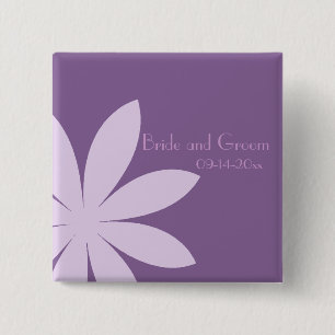 Purple Daisy Wedding 15 Cm Square Badge