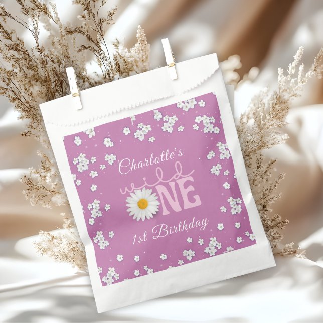 Purple Daisy Wild One 1st Birthday  Favour Bags (Creator Uploaded)