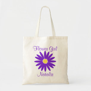 Purple Daisy with Customisable Text Tote Bag