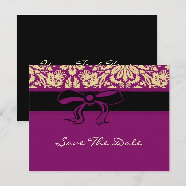 Purple Damask Announcement Postcard (Front/Back)