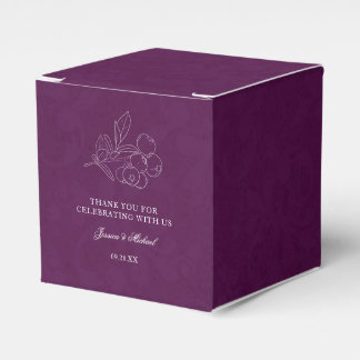 Purple Damask Botanical Berries Elegant Wedding Favour Box