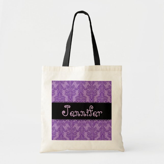 PURPLE Damask Bridesmaid Wedding  Bag (Front)