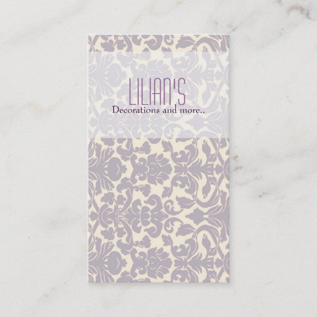 PURPLE DAMASK DECORATION BUSINESS Card (Front)