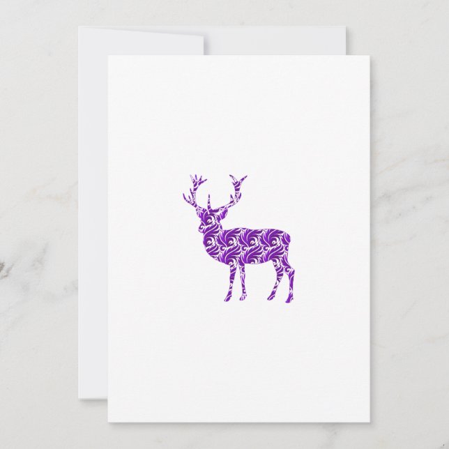 Purple Damask Deer Stag Invitation (Front)
