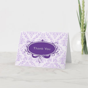 Purple Damask Design Thank You Card