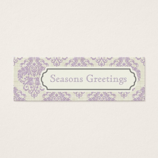 Purple Damask Gift Tags, Profile Cards (Front)
