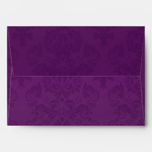 Purple Damask Halloween Party Invitation Envelope